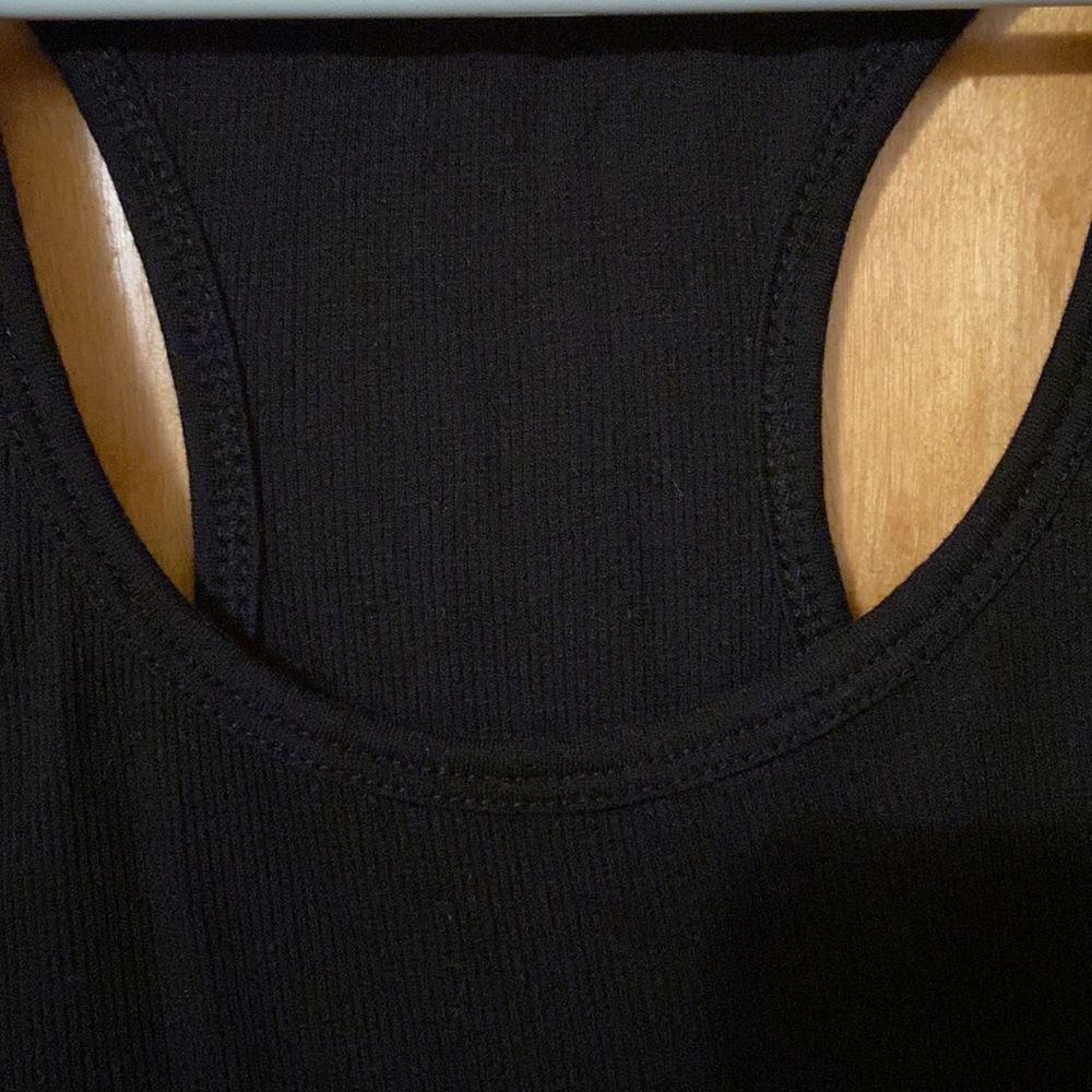 Tank Top Racerback Black Ribbed Soft Large L - Picture 3 of 4